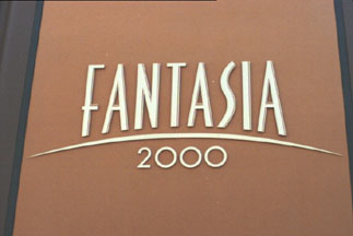 Close-up of Fantasia 2000 sign