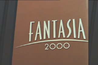 Close-up of Fantasia 2000 sign